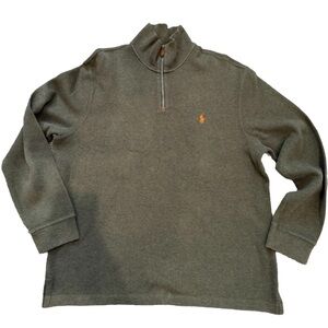 Polo Ralph Lauren 1/4 Zip Pullover Olive Green Ribbed Sweater Mens Xl Faded